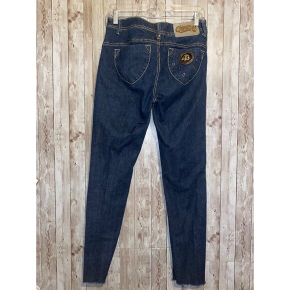 Women's House of Deréon Beyoncé Denim Blue Jeans Size 5/6 Gold Thick Stitch - Picture 7 of 13